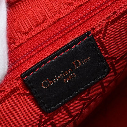 Christian Dior Black Lambskin Medium Lady Dior Cannage 2way Shoulder Handbag