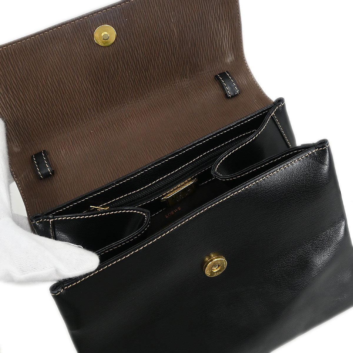 Loewe Black Leather Velasquez 2way Shoulder Handbag