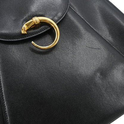Cartier Black Leather Panthere Tote Handbag