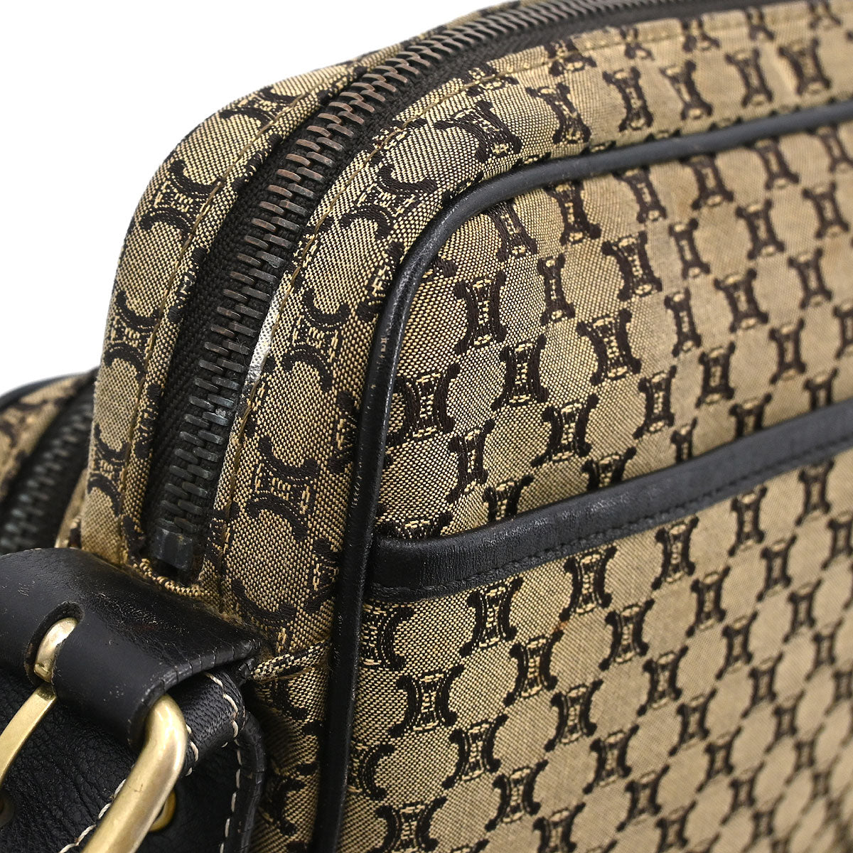 Celine * Beige Canvas Macadam Shoulder Bag