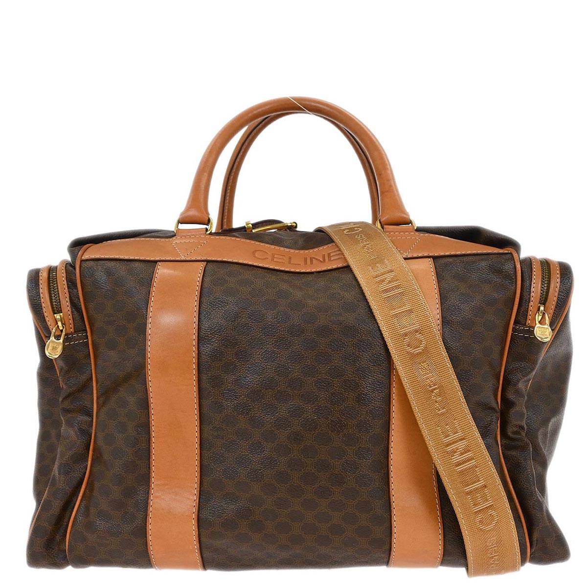 Celine Brown PVC Macadam Duffle Handbag
