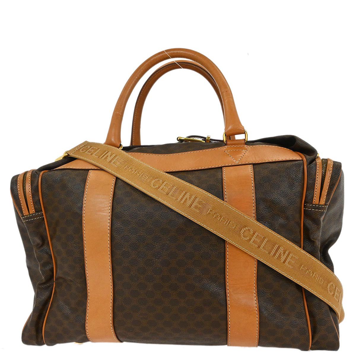 Celine Brown PVC Macadam Duffle Handbag