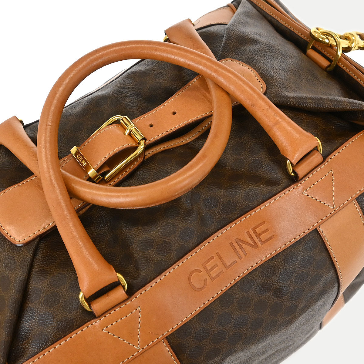 Celine Brown PVC Macadam Duffle Handbag