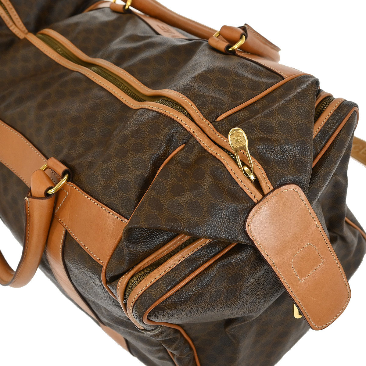 Celine Brown PVC Macadam Duffle Handbag