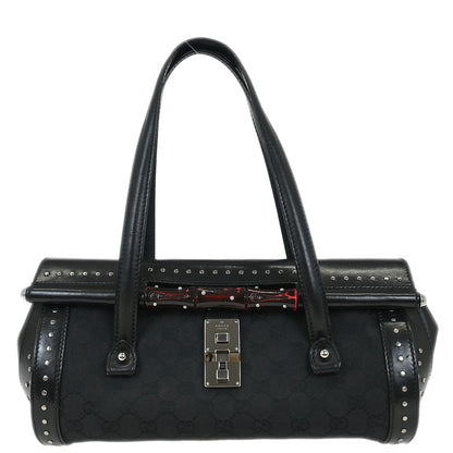 Gucci Black Bamboo GG Handbag