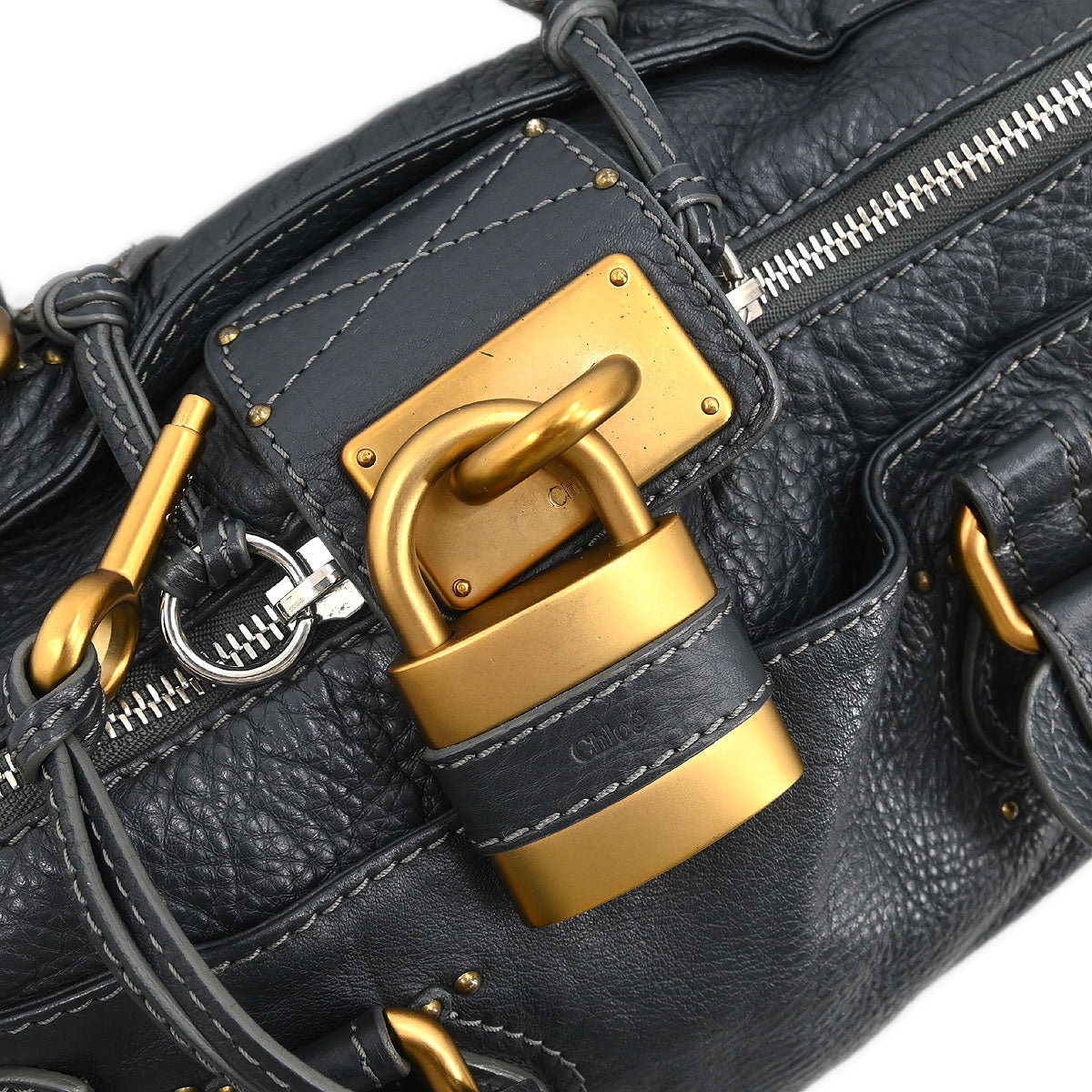 Chloe Dark Gray Paddington Medium Handbag