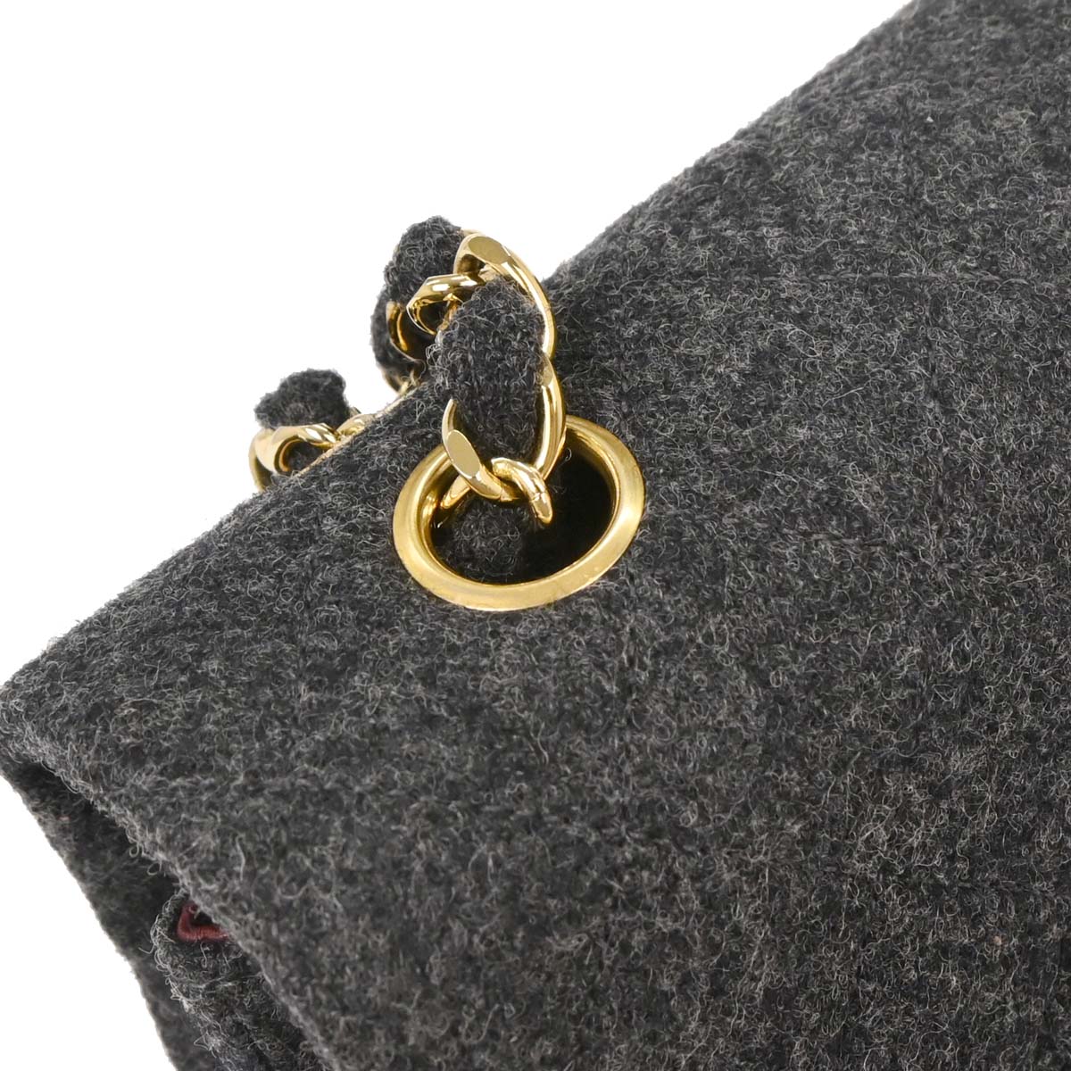 Chanel Gray Wool Medium Classic Double Flap Shoulder Bag