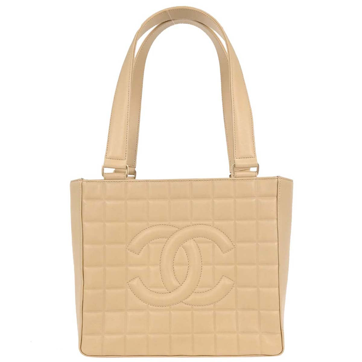 Chanel Beige Lambskin Choco Bar Tote Bag