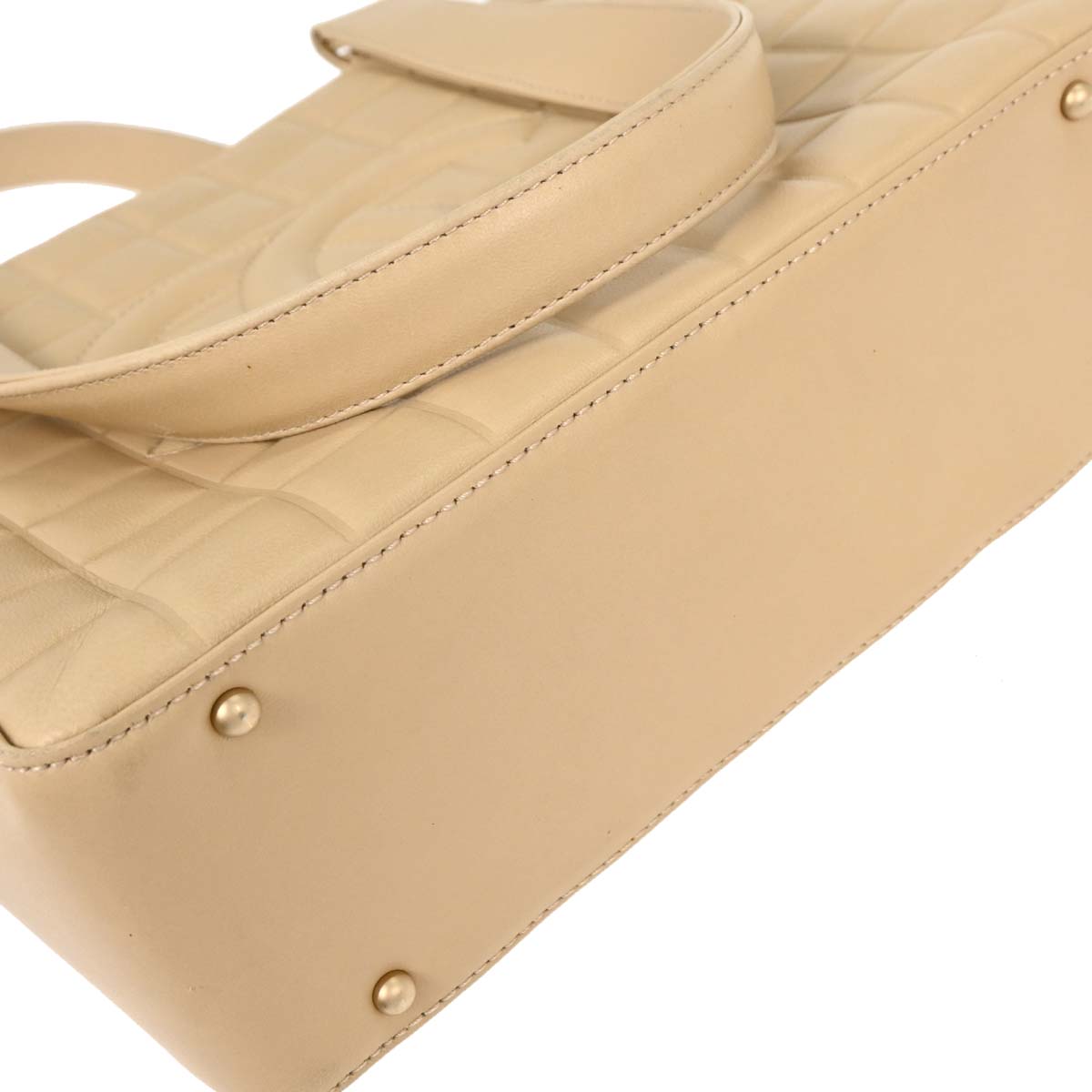 Chanel Beige Lambskin Choco Bar Tote Bag