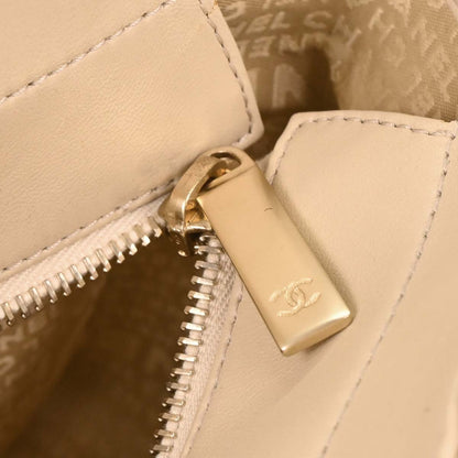 Chanel Beige Lambskin Choco Bar Tote Bag