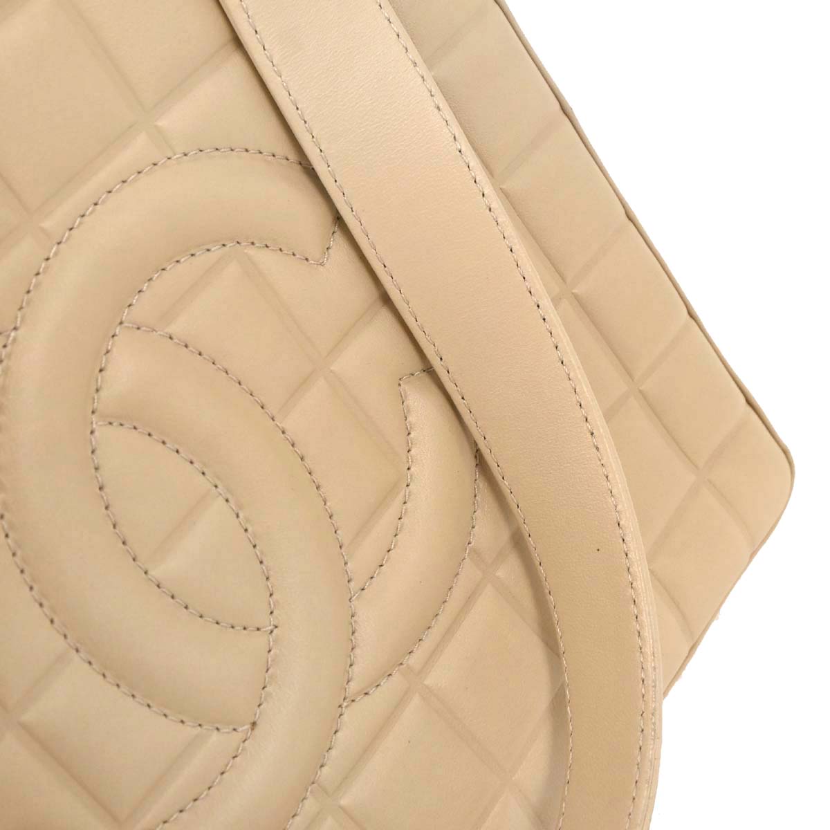 Chanel Beige Lambskin Choco Bar Tote Bag