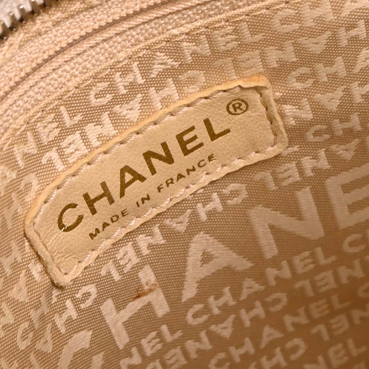 Chanel Beige Lambskin Choco Bar Tote Bag