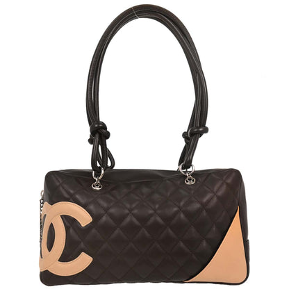 Chanel 2004-2005 Dark Brown Calfskin Cambon Ligne Bowling Bag