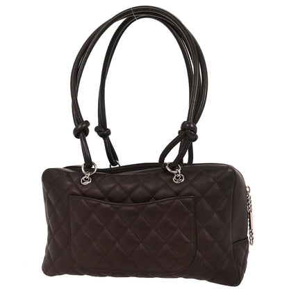 Chanel 2004-2005 Dark Brown Calfskin Cambon Ligne Bowling Bag
