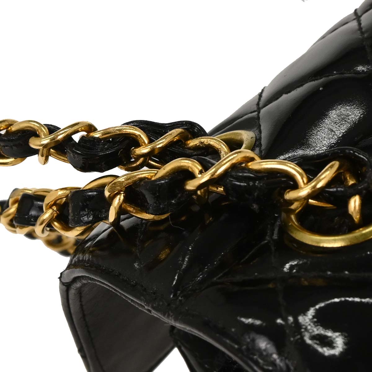 Chanel 1996-1997 Black Patent Leather Double Sided Flap Shoulder Bag