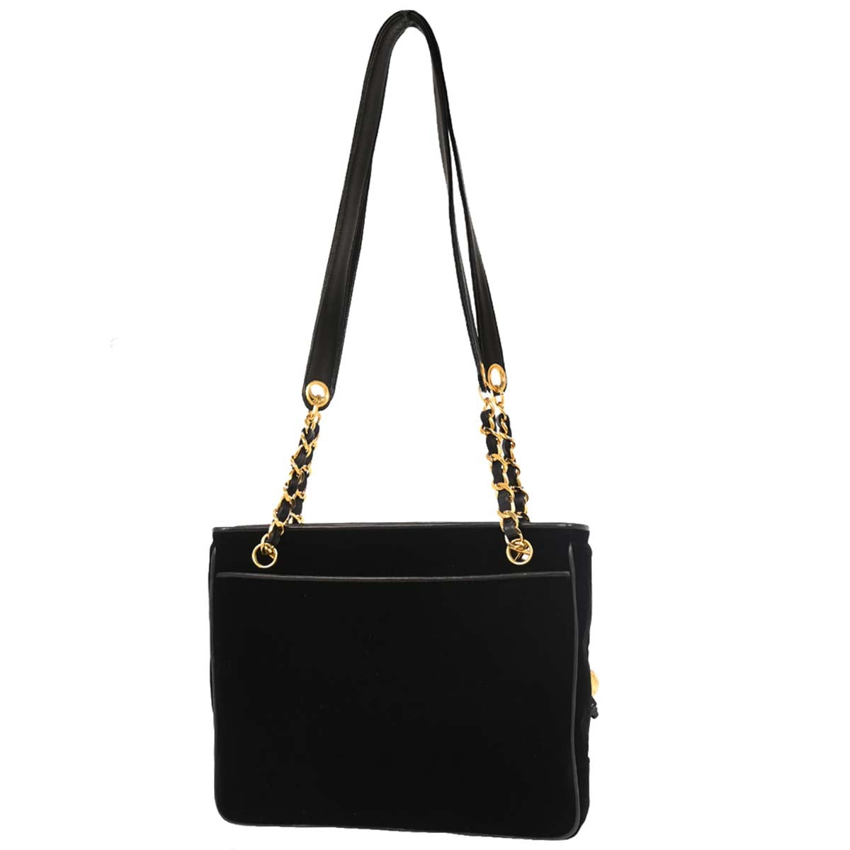 Chanel Black Velvet Shoulder Tote Bag