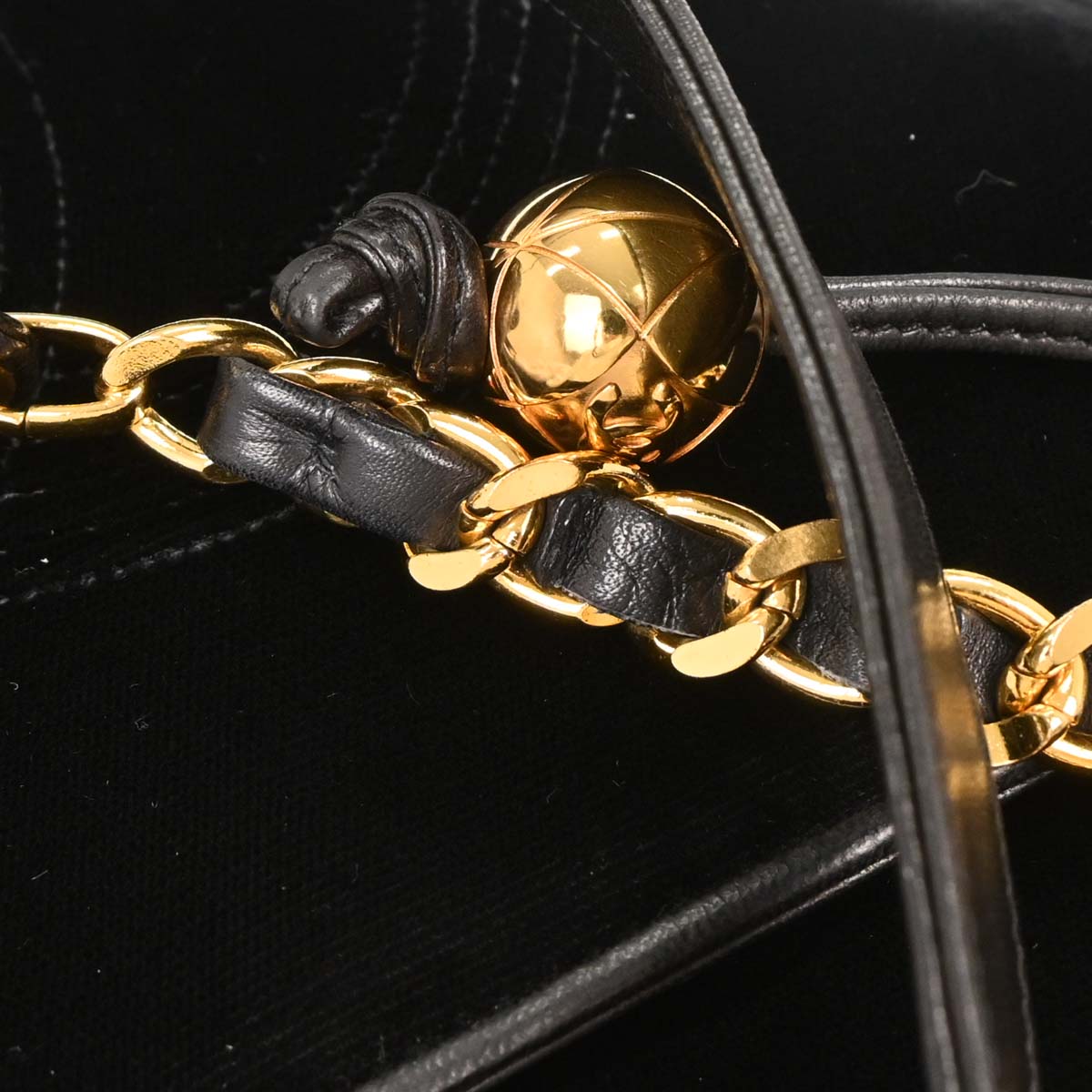 Chanel Black Velvet Shoulder Tote Bag