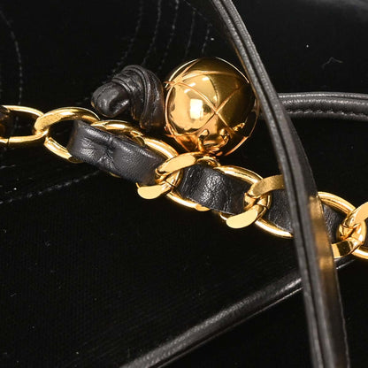 Chanel Black Velvet Shoulder Tote Bag