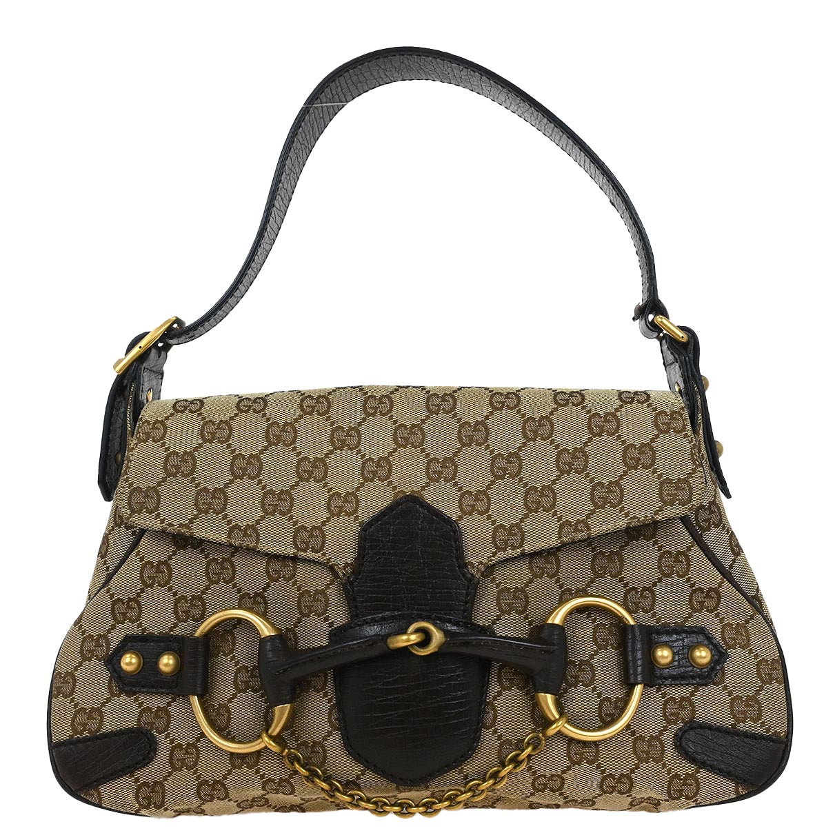 Gucci Beige Canvas Horsebit GG Handbag