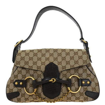 Gucci Beige Canvas Horsebit GG Handbag