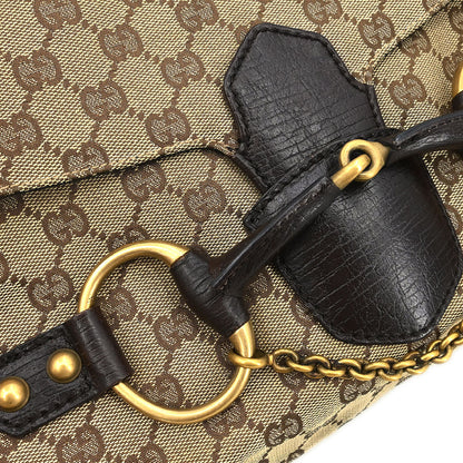 Gucci Beige Canvas Horsebit GG Handbag