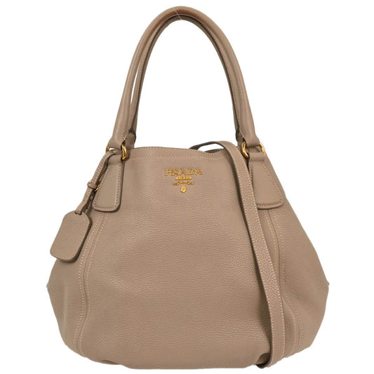 Prada Gray Leather 2way Shoulder Handbag