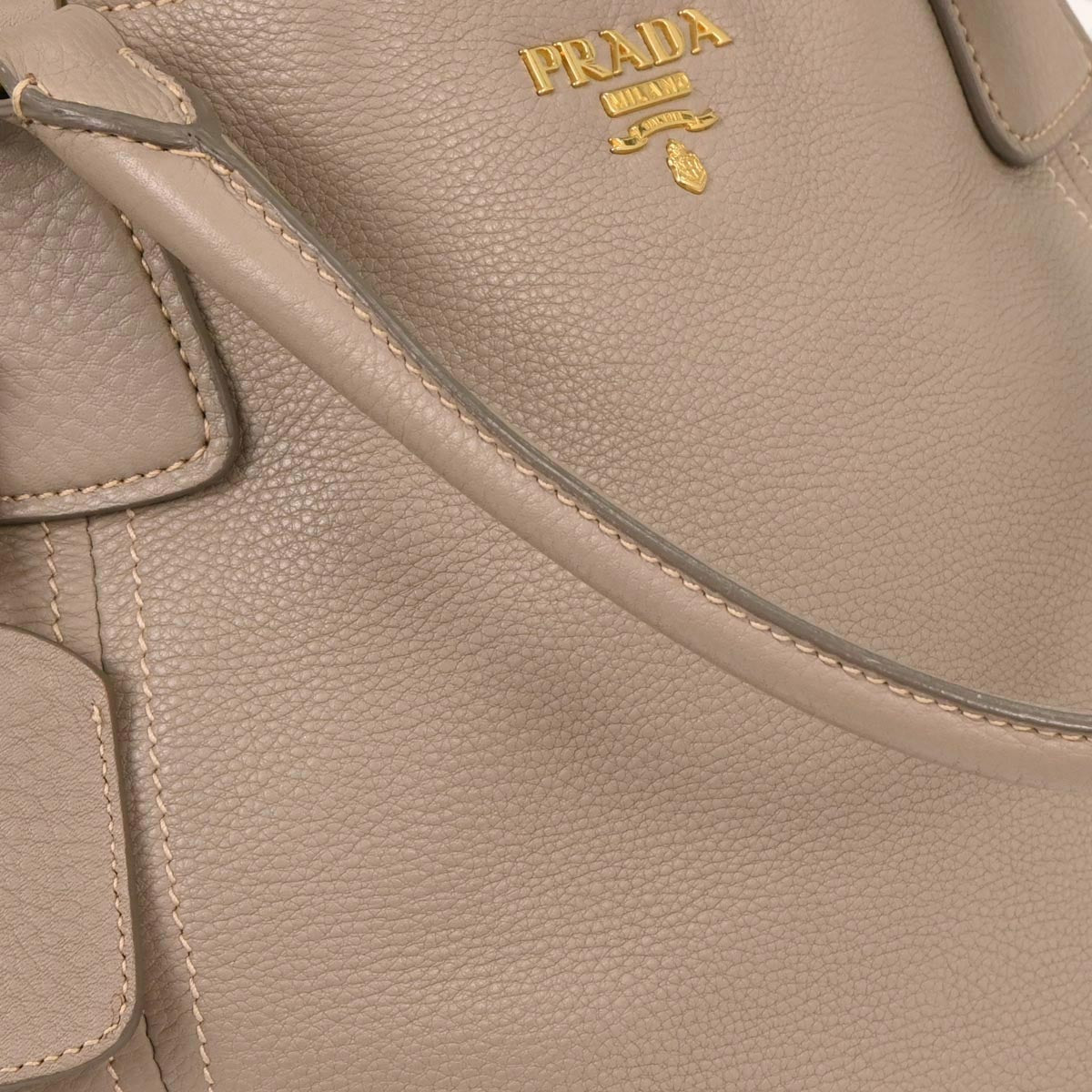 Prada Gray Leather 2way Shoulder Handbag