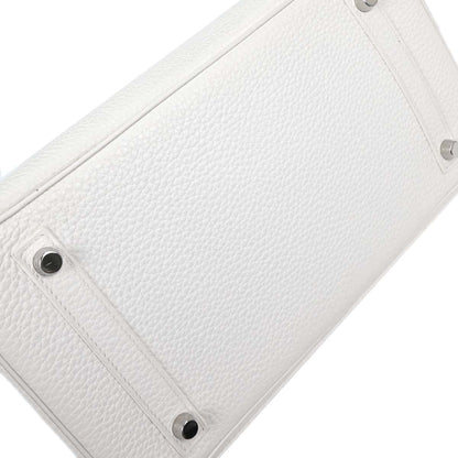 Hermes White Taurillon Clemence Birkin 30 Handbag
