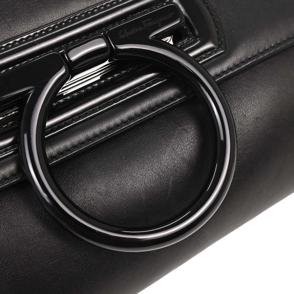 Salvatore Ferragamo Black Gancini Handbag