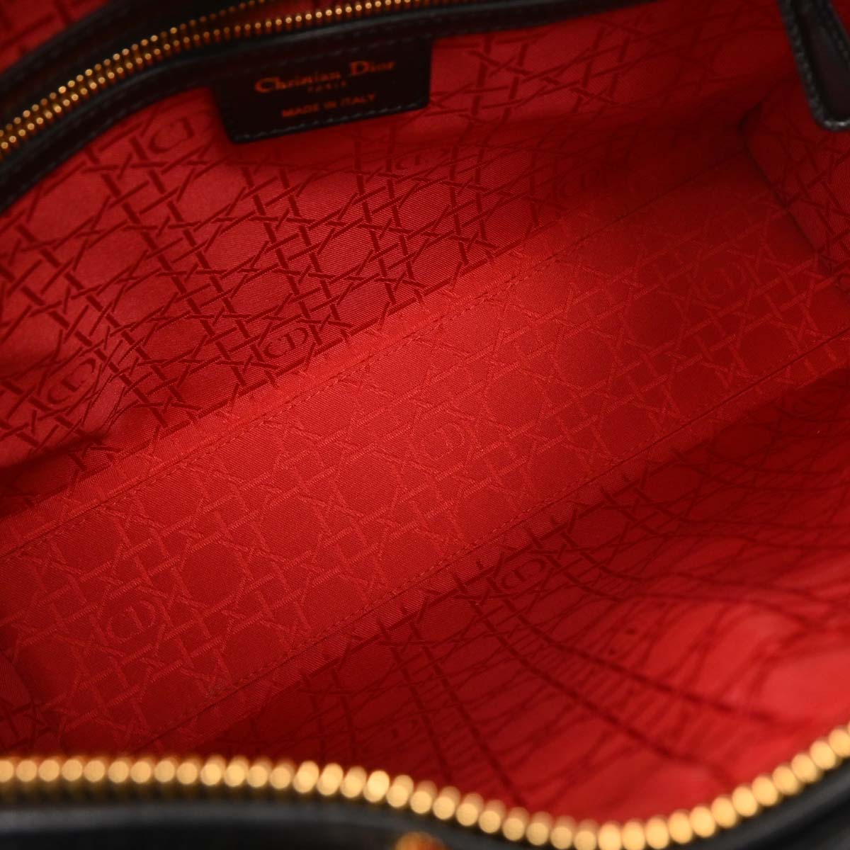 Christian Dior Black Lambskin Large Lady Dior Cannage 2way Shoulder Handbag