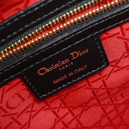 Christian Dior Black Lambskin Large Lady Dior Cannage 2way Shoulder Handbag