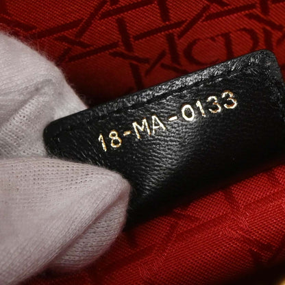 Christian Dior Black Lambskin Large Lady Dior Cannage 2way Shoulder Handbag