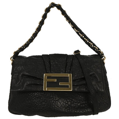 Fendi Black Leather 2way Shoulder Handbag