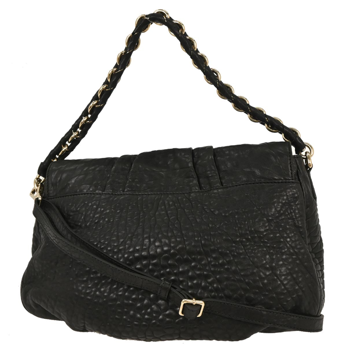 Fendi Black Leather 2way Shoulder Handbag