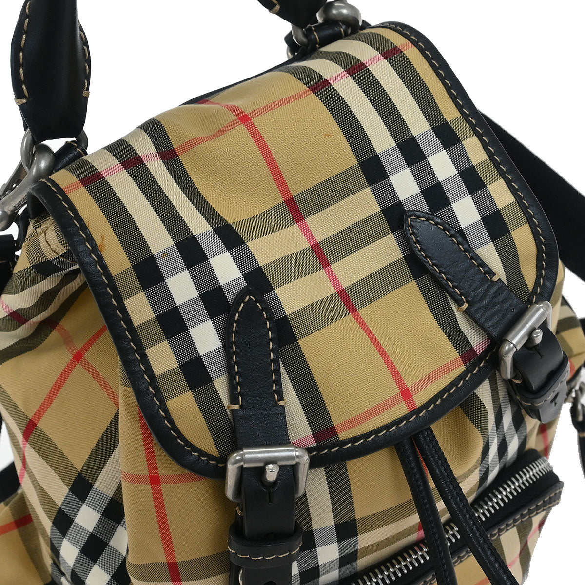 Burberry Beige Black Burberry Check Backpack