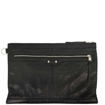 Balenciaga Black Lambskin Clip L Clutch Bag