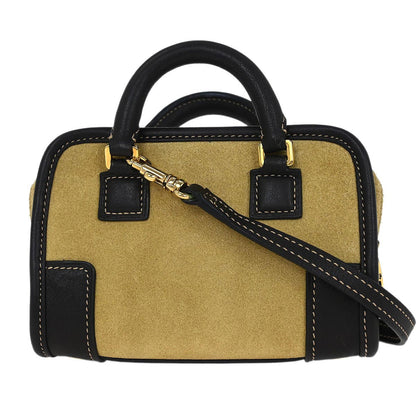 Loewe * Brown Beige Suede Leather Amazona 12 Handbag