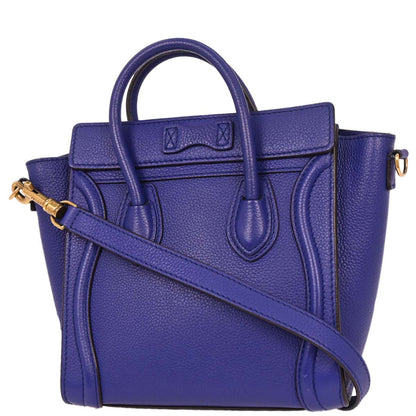Celine Blue Leather Nano Luggage Tote Bag