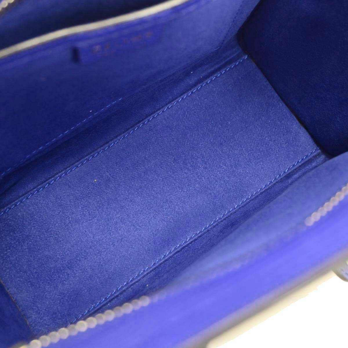 Celine Blue Leather Nano Luggage Tote Bag