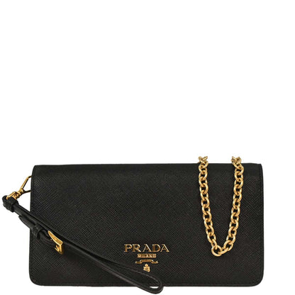 Prada Black Leather Chain Shoulder Bag