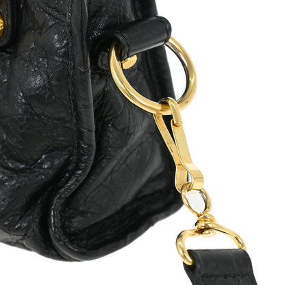 Balenciaga Black Lambskin Mini City 2way Shoulder Handbag