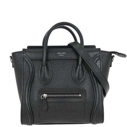 Celine Black Calfskin Nano Luggage Tote Bag
