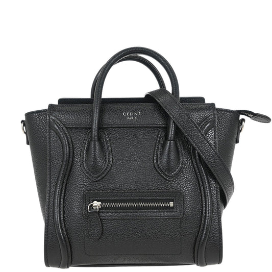 Celine Black Calfskin Nano Luggage Tote Bag