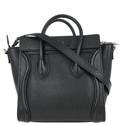 Celine Black Calfskin Nano Luggage Tote Bag