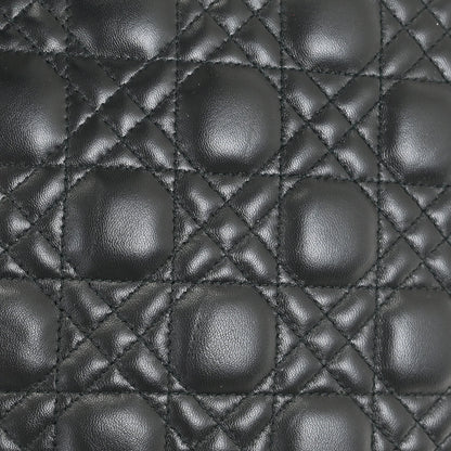 Christian Dior Black Lambskin Large Lady Dior Cannage 2way Handbag