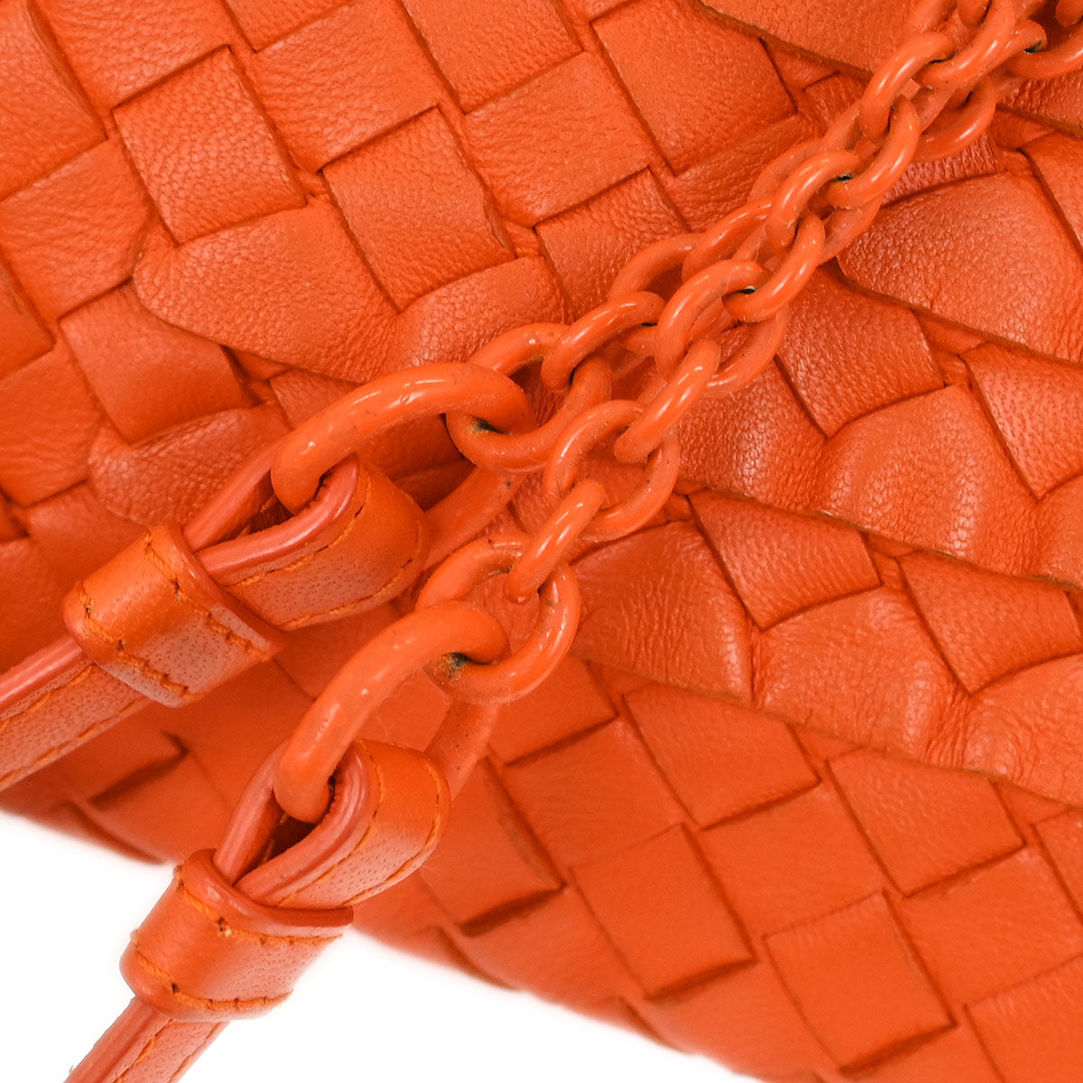 Bottega Veneta Orange Lambskin Intrecciato Shoulder Bag