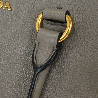 Prada Gray Leather 2way Shoulder Tote Handbag