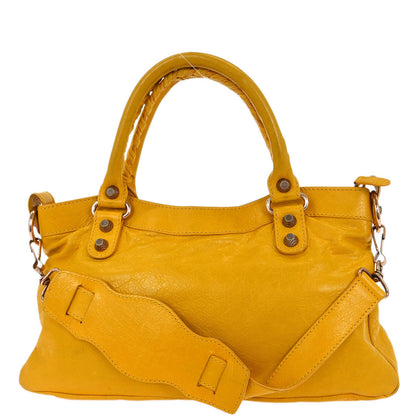 Balenciaga Yellow Lambskin The First 2way Shoulder Handbag