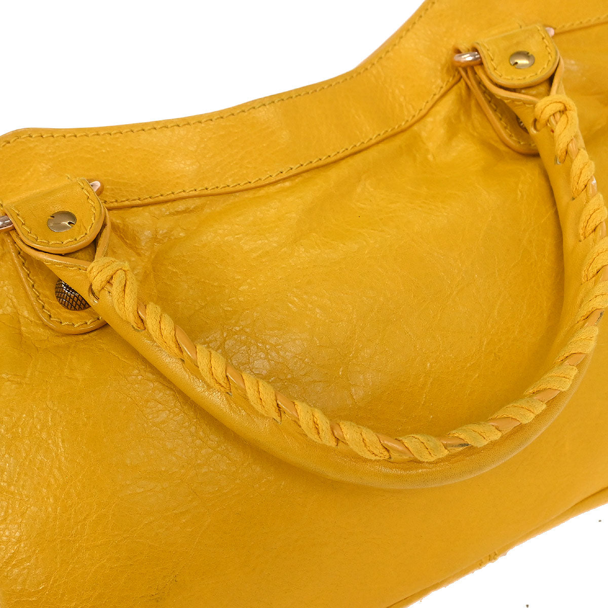 Balenciaga Yellow Lambskin The First 2way Shoulder Handbag