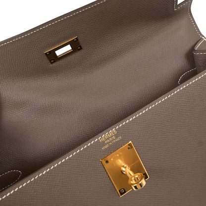 Hermes Etoupe Gray Epsom Kelly 32 Sellier 2way Shoulder Handbag